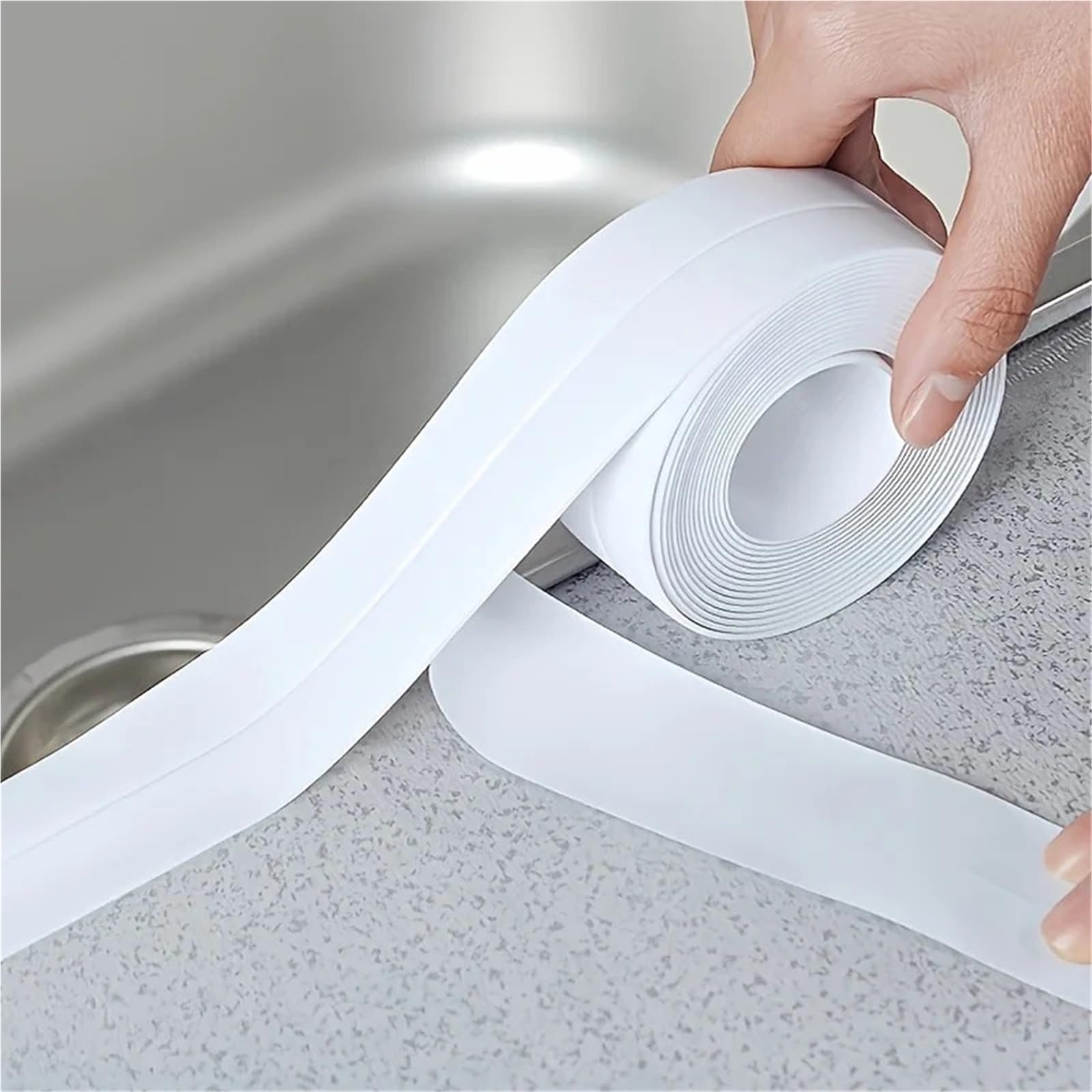 Nastro sigillante, 2 Rotoli di Adesivi murali for Bagno Nastri sigillanti Strisce adesive in PVC Nastro for Bordo lavandino Accessori da Cucina