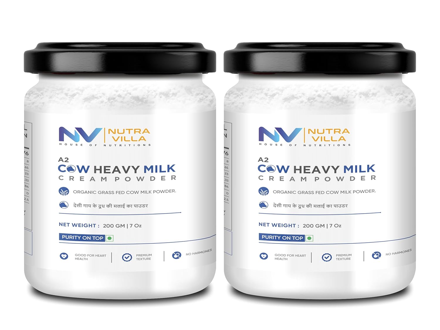 Nutravilla A2 Cow Heavy Cream Powder | Nutrient-Rich, Delicious Dry Cream Perfect For Coffee, Cake, Dessert, And Recipes, Keto-Friendly, Non-Gmo, Gluten-Free | 2 Jars Of 200 Grams Each