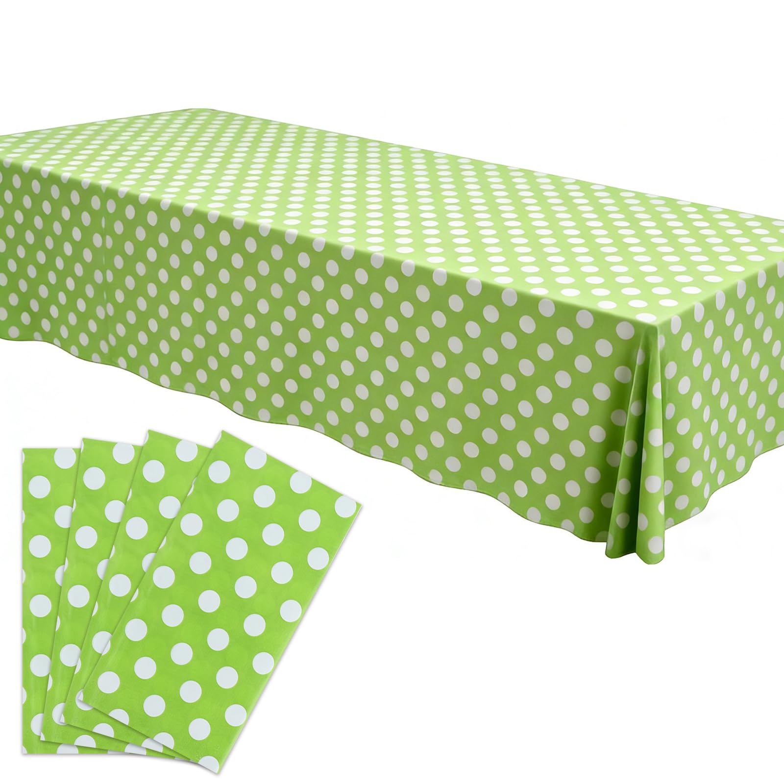 Nappe plastique jetable rectangulaire imperméable verte à pois blancs lot de 15