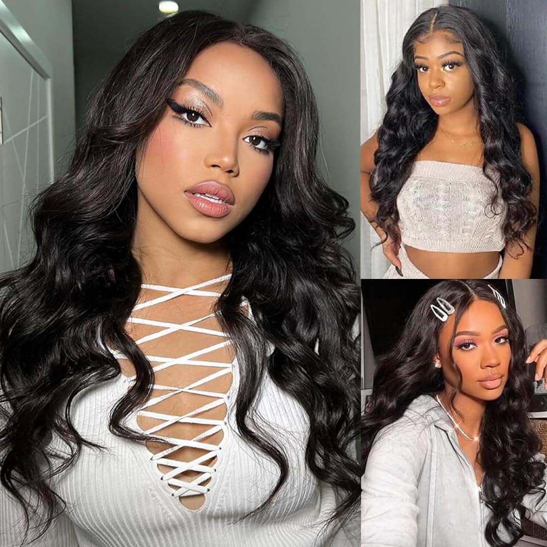 N BLE STAR Brazilian Virgin Human Hair Loose Body Lace Front Wigs, 13x5x1, 24inch, 150% Density, Glueless, Pre-Plucked