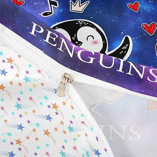 Miniatura 6 de Juego de funda de edredón para niños, diseño de pingüino de dibujos animados, tamaño King, bonito juego de ropa de cama de animales de poste ártico,