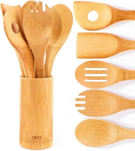 Utensilios de cocina de madera orgánica de bambú de Neet