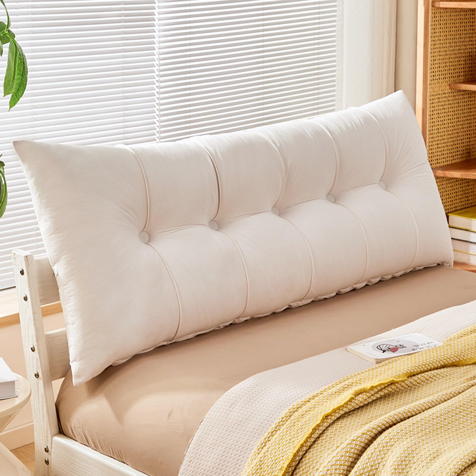 Almohada para Leer, Almohada de cuña Completamente rellena y Gruesa con Bolsillos(A,70"/180cm)