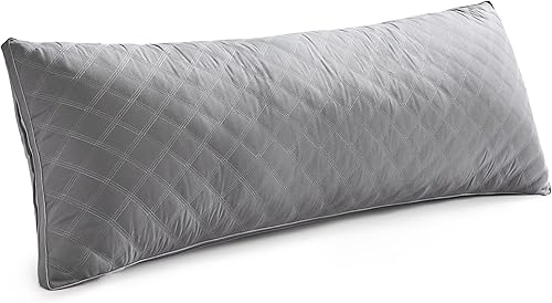 Miniatura 1 de Leeden Almohada corporal de alta calidad, gris firme, esponjosa, almohada larga de 21 x 54 pulgadas, almohada lateral ajustable para dormir