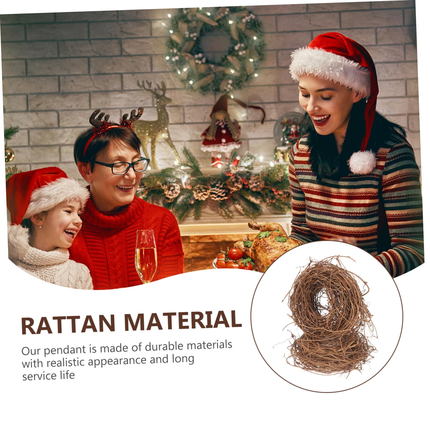 4 Rollen Rattankreis selber Machen DIY Bastelkranz Türkranz selber Machen Stroh Kranz weihnachtsbaumdeko Tannenbaum Dekoration Weihnachtsgirlande natürlicher Weinstock Rattan-Kranz PRETYZOOM