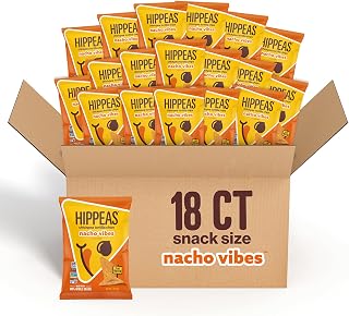 Hippeas Nacho Vibes Chickpea Tortilla Chips - Vegan Gluten-Free Snacks, 3g Protein & Fiber, 18x1oz Packs, Non-GMO Kosher Crunch