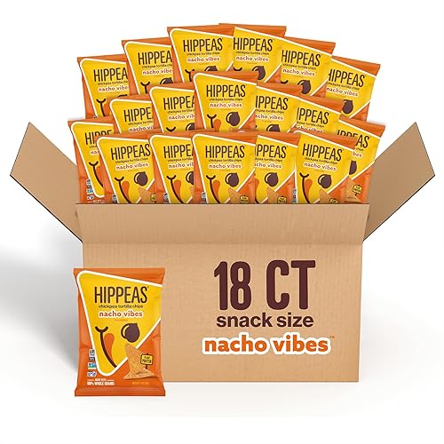 Miniatura 1 de Hippeas Chips de tortilla de garbanzo nacho Vibes 1 onza paquete de 18 011oz de proteína 011oz de fibra vegano sin gluten crujiente bocadillos de