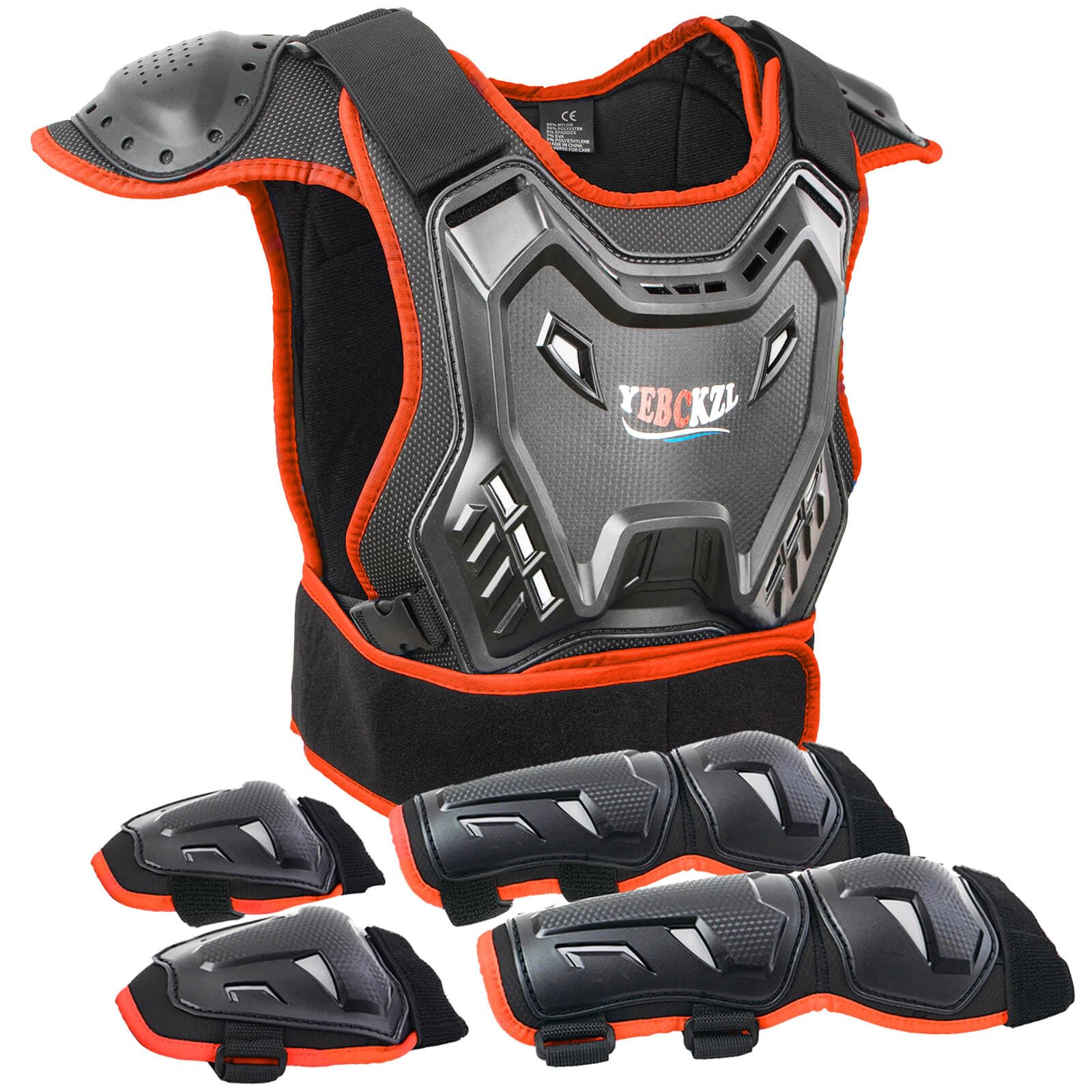 Chaleco protector de motocicleta para niños y adolescentes, protección para montar en bicicleta de cross con rodilleras, juegos de rodilleras para MTB, ATV, conducción todoterreno