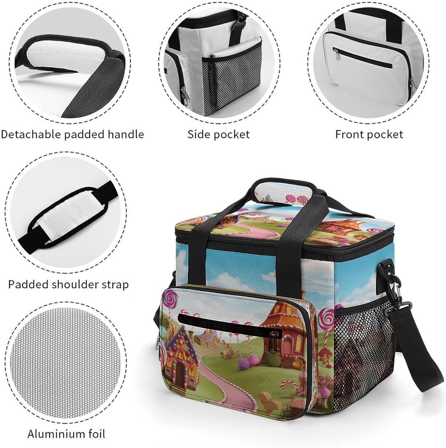 Candy Cooler Bag Portable Insulated Lunch Bags Leakproof Ice Chest Large Capacity Soft Cooler Tote for Picnic Camping Work Travel Keep Food Drinks Fresh 22.5L