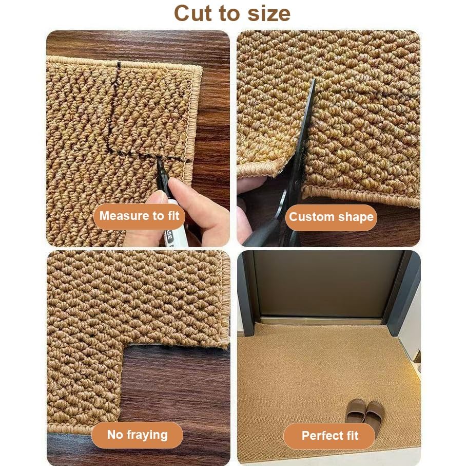 Tapis imitation sisal haut de gamme doux couleur camel - 7