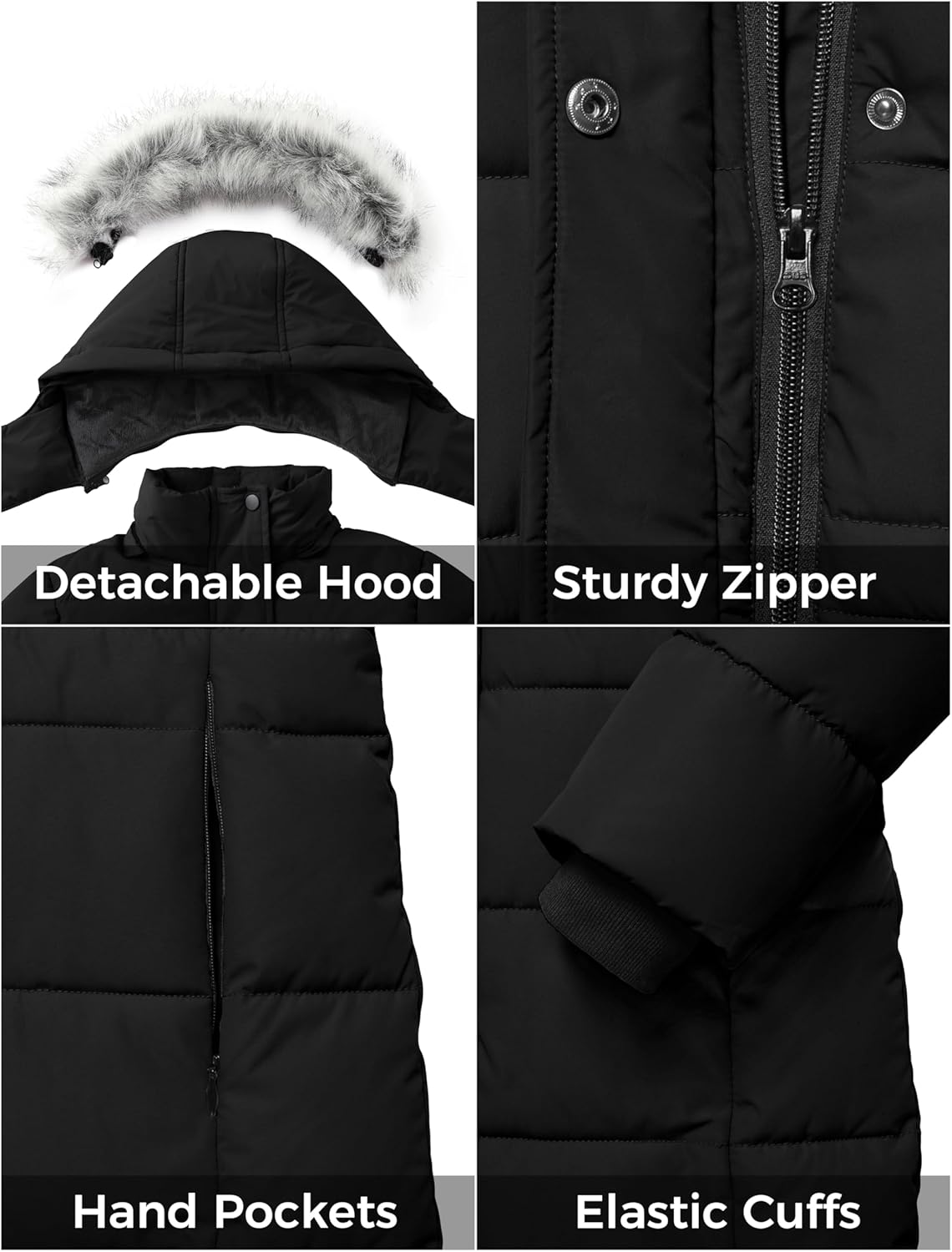 ZSHOW Girls' Winter Coat Long Hooded Parka Soft Fleece Puffer Jacket with Removable Hood - Image 6