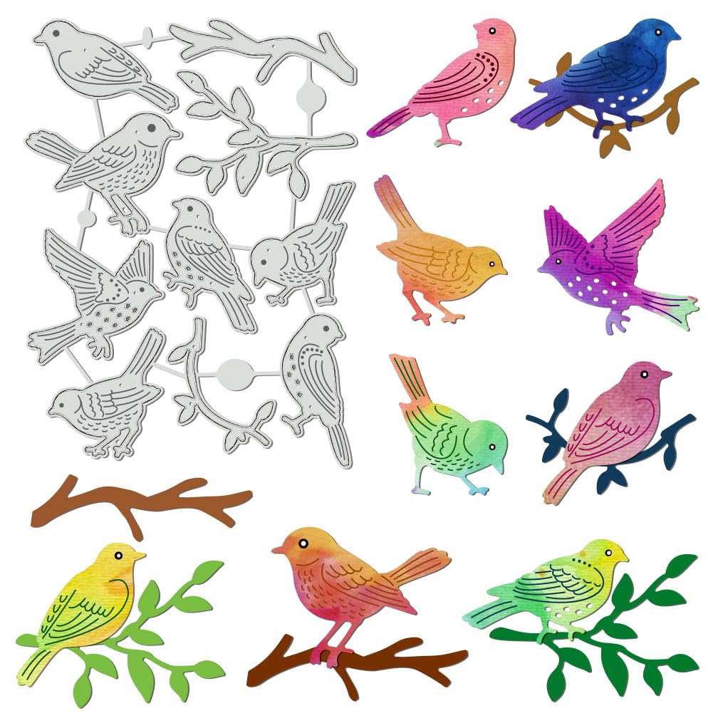 BENECREAT Birds in Various Poses Die Cuts for Card Making, 141x104mm Animals Theme Embossing Stencils Carbon Steel Template for Photo Decorative Paper Scrapbooking, 0.08cm Thick — image 1