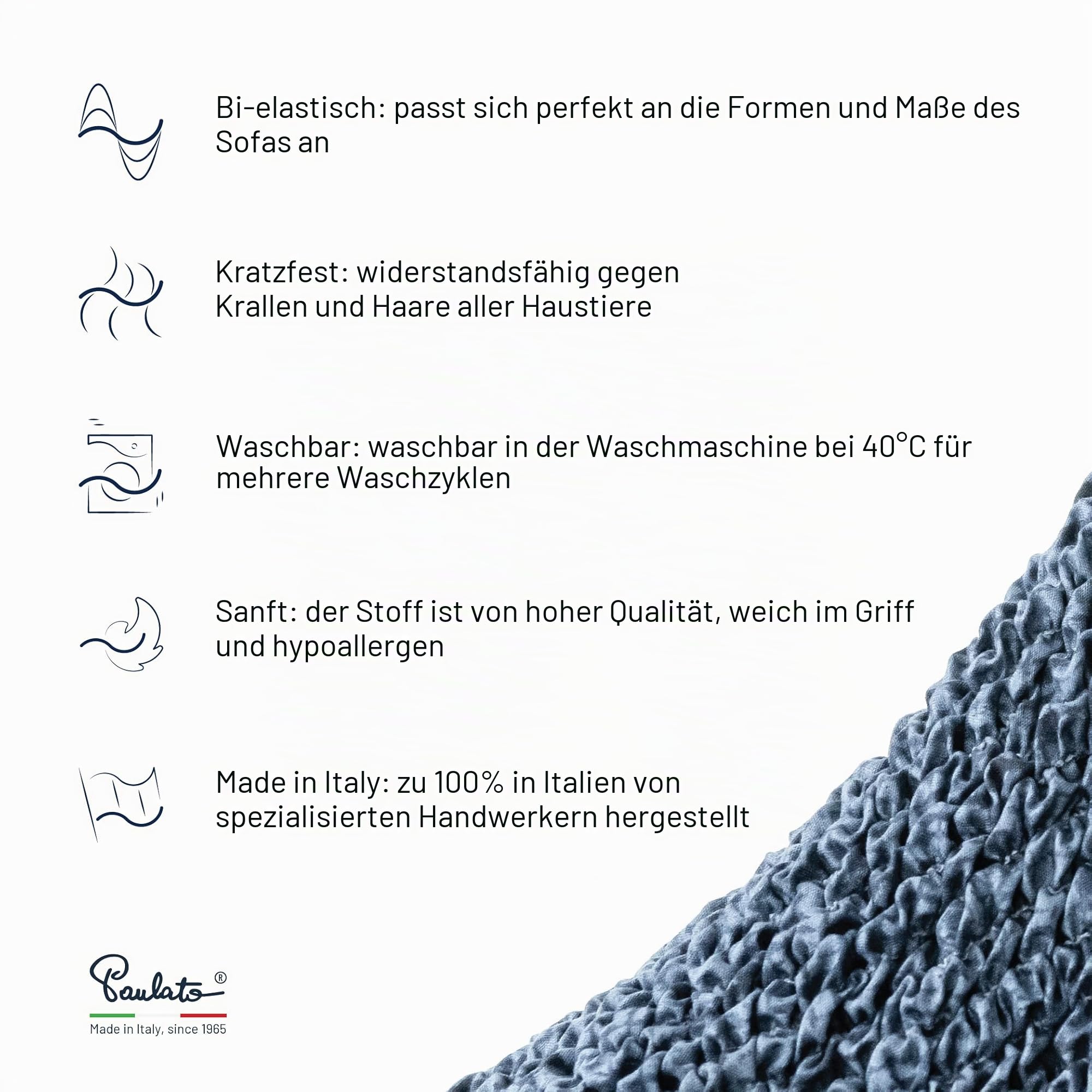 PAULATO - Bezug für Sofas mit rechter Halbinsel (gesehen von vorne), Sofabezug für Ecksofa in L-Form aus Mikrofaser, kratzfestes und maschinenwaschbares Gewebe, Made in Italy, Vittoria Grau