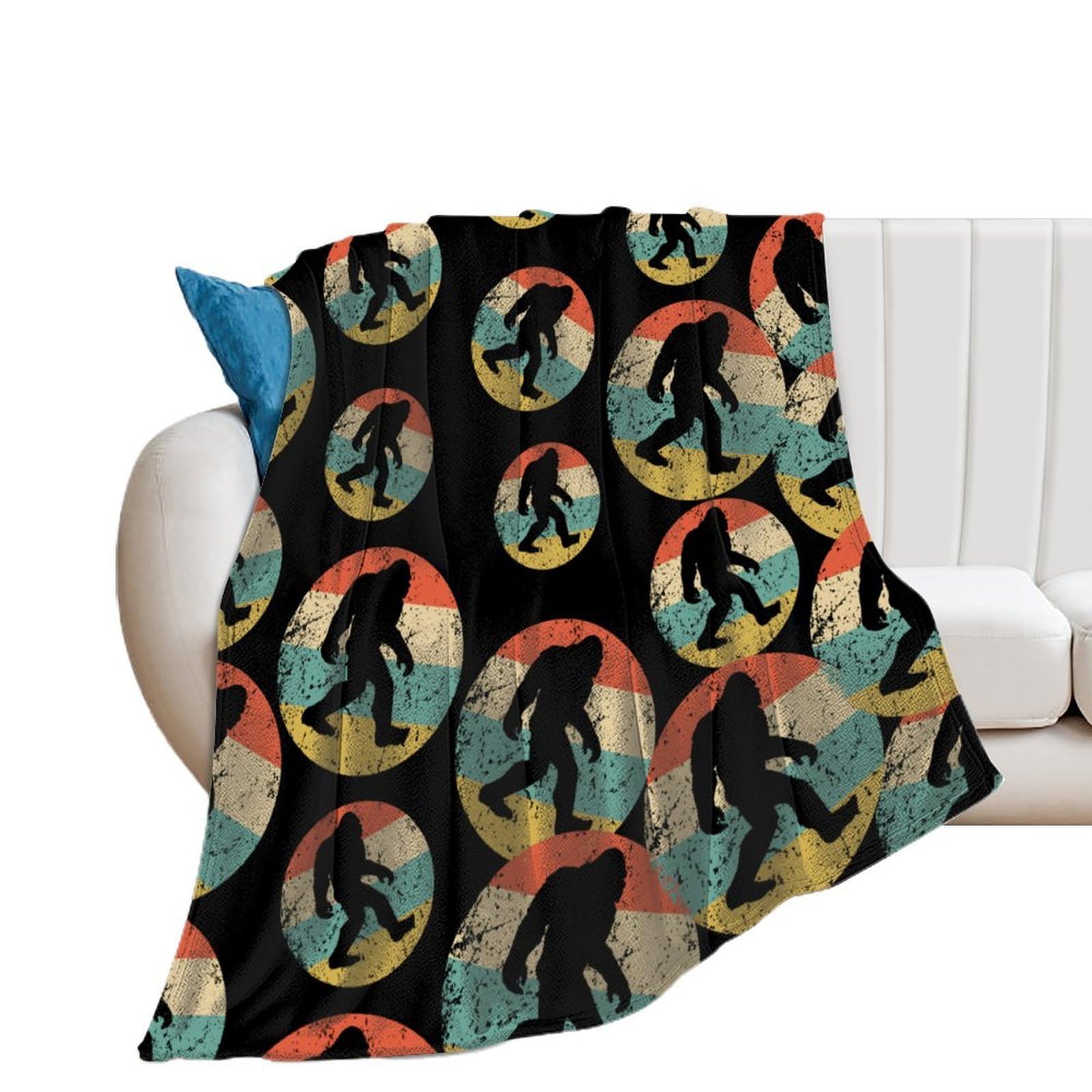 OUTBDNVFSA Vintage Bigfoot Sasquatch Throw Blanket Lightweight Summer Blankets for Bed Sofa Camping Travel