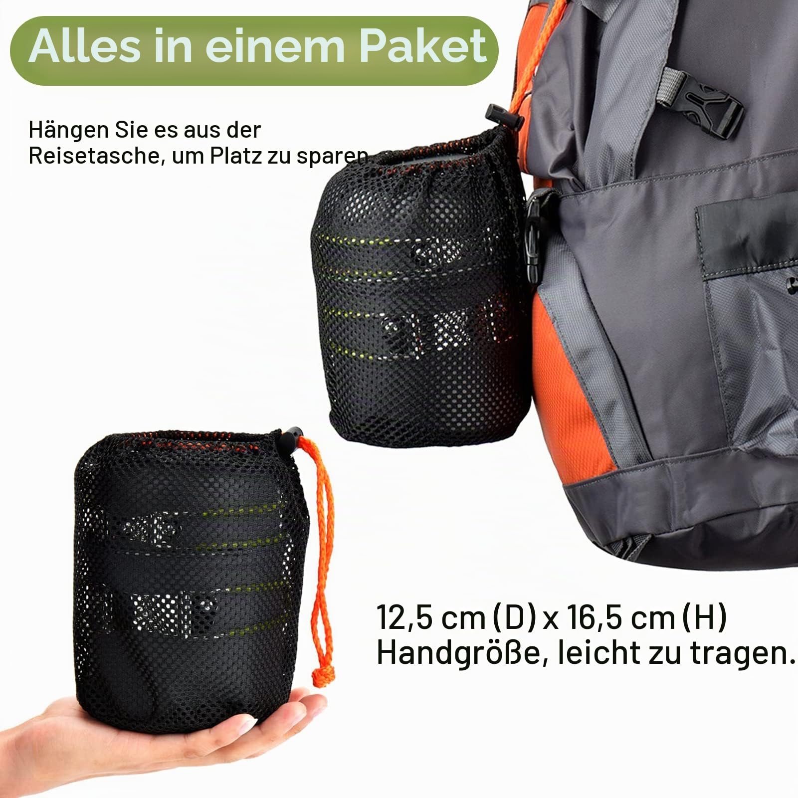 Odoland Camping Geschirr Set 10-teiliges Outdoor Kochgeschirr Aluminium Camping Töpfe Becher Faltbare Besteck Mini Campingkocher für Outdoor Picknick Wandern