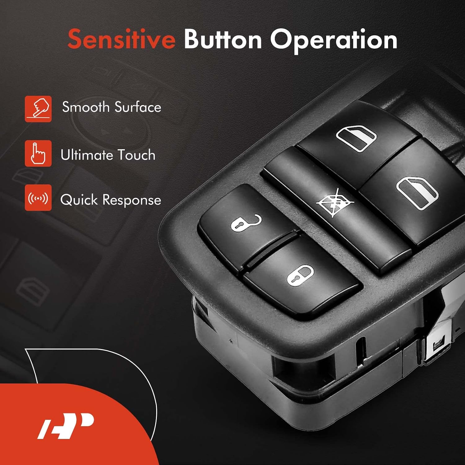 A-Premium Front Driver Side Master Power Window Switch W/O Auto Function Compatible with Chrysler 200 2015 2016 & Dodge Dart 2013 2014 2015 2016 & Jeep Cherokee 2014 2015 2016, Replace# 68271203AB