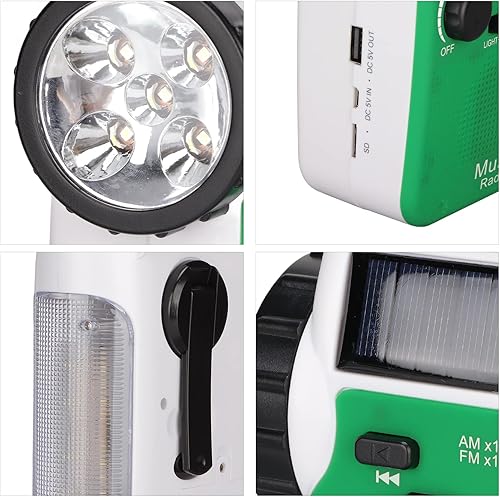 Miniatura 3 de Radio meteorológica digital multifuncional con AMFM RD399 Radio Teléfono Carga Solar Powered Emergencia Manivela Radio con linterna para exteriores