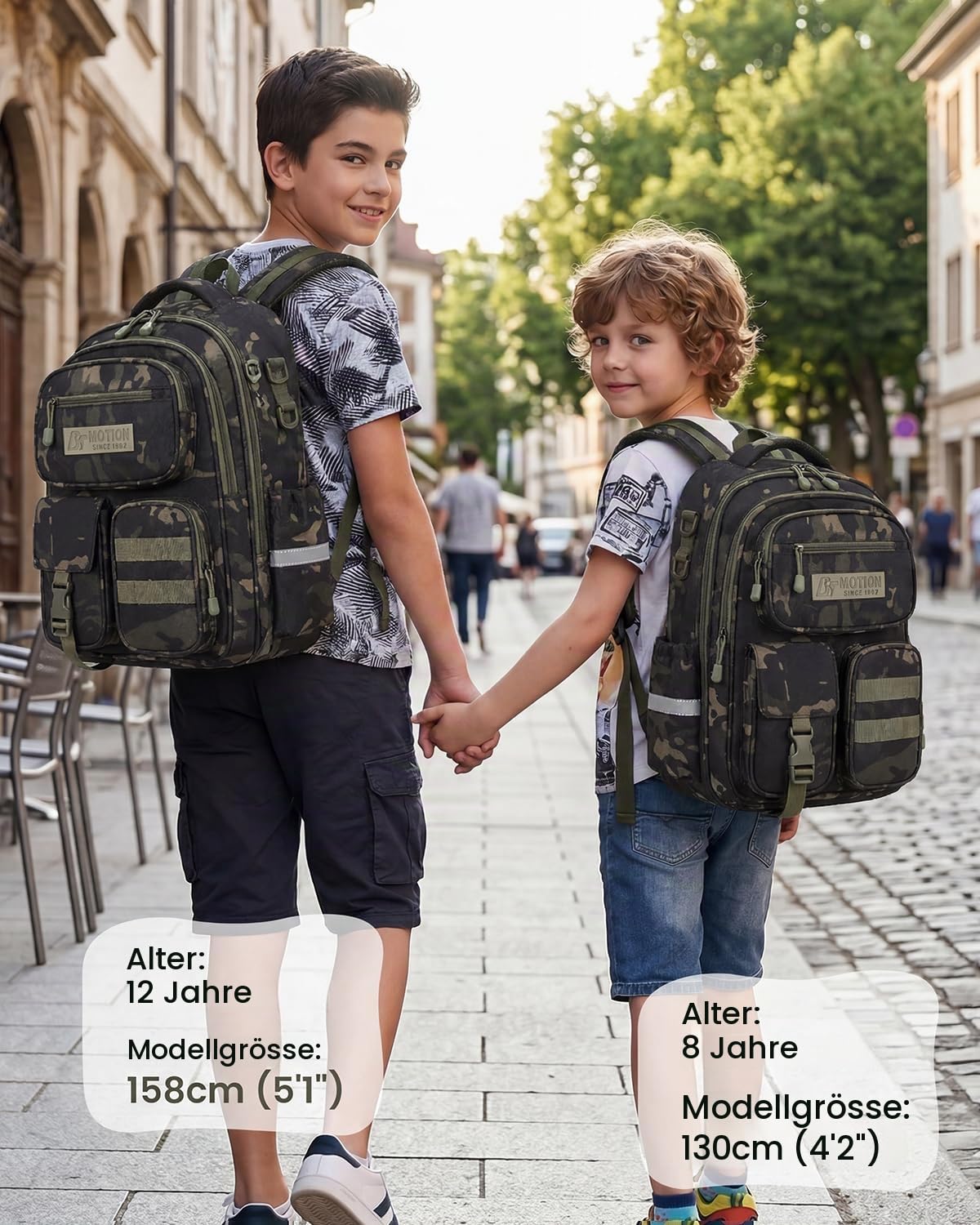 Tanou Schulrucksack Jungen 2-5. Klasse, Ergonomischer Schulranzen | Kinder Rucksack für Grundschule, 20 Liter Wasserabweisend Schultasche für Junge 8-12 Jahre, Camouflage-Schwarz