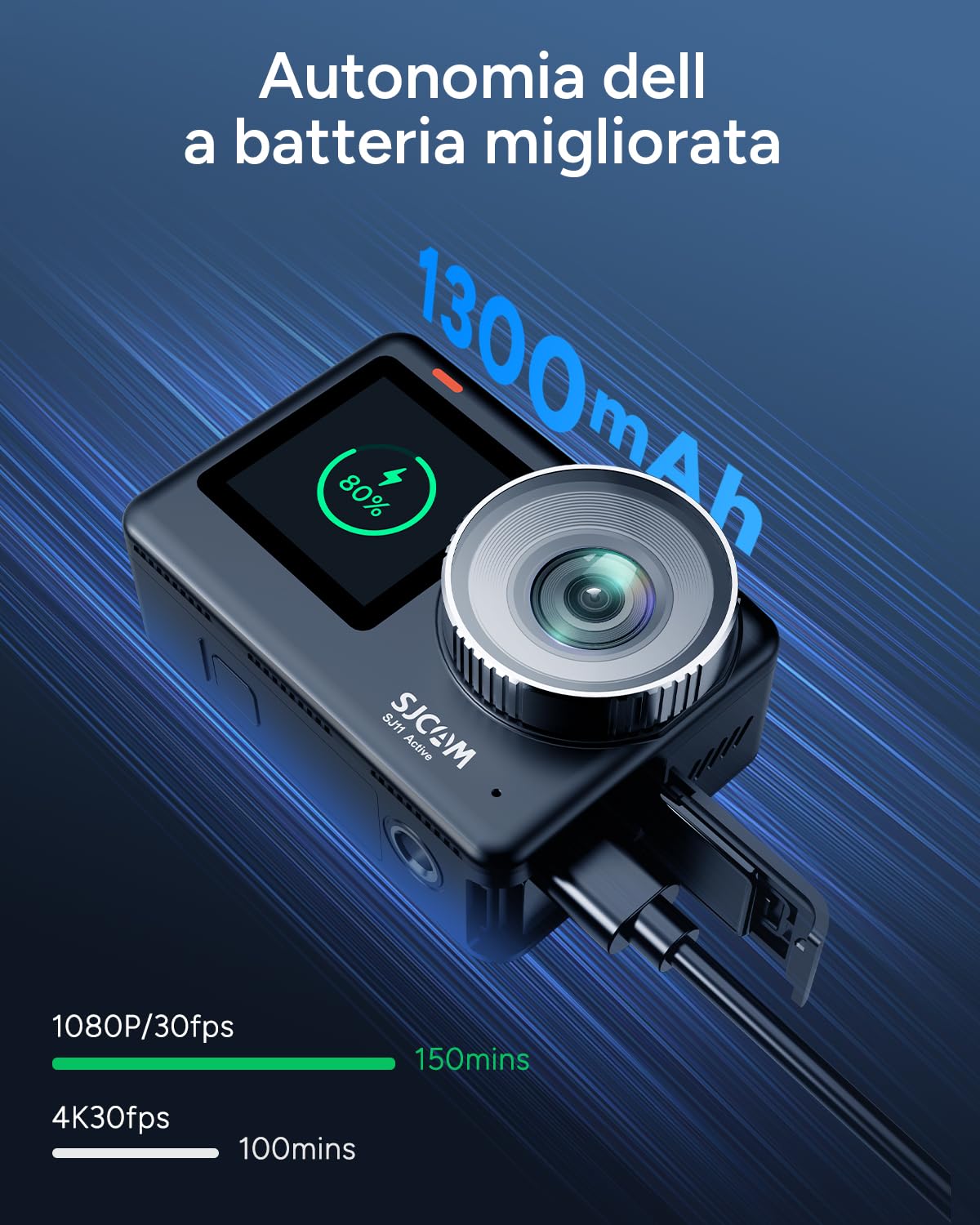 SJCAM SJ11 4K30FPS Action Cam, 2.4G/5G WiFi Telecamera Supporto Telecomando,2.33'' Schermo tattile 154° FOV con stabilizzazione 6-aixs, Corpo 5M impermeabile fotocamera subacquea con 64G SD Card
