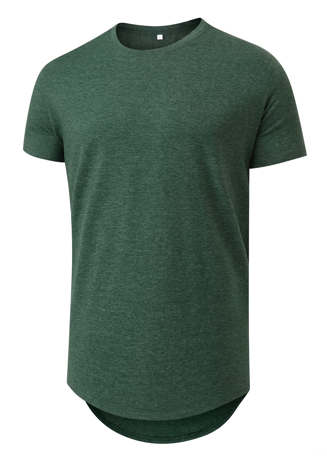 NITAGUTMen's Hipster Hip Hop Shirt Longline Rounded Hem Crewneck T-Shirt