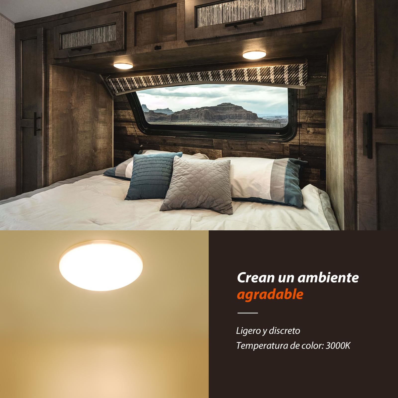 Dream Lighting Lámpara de Techo Autocaravana Luz Interior Casa Rodante Barco 12v Blanco Cálido