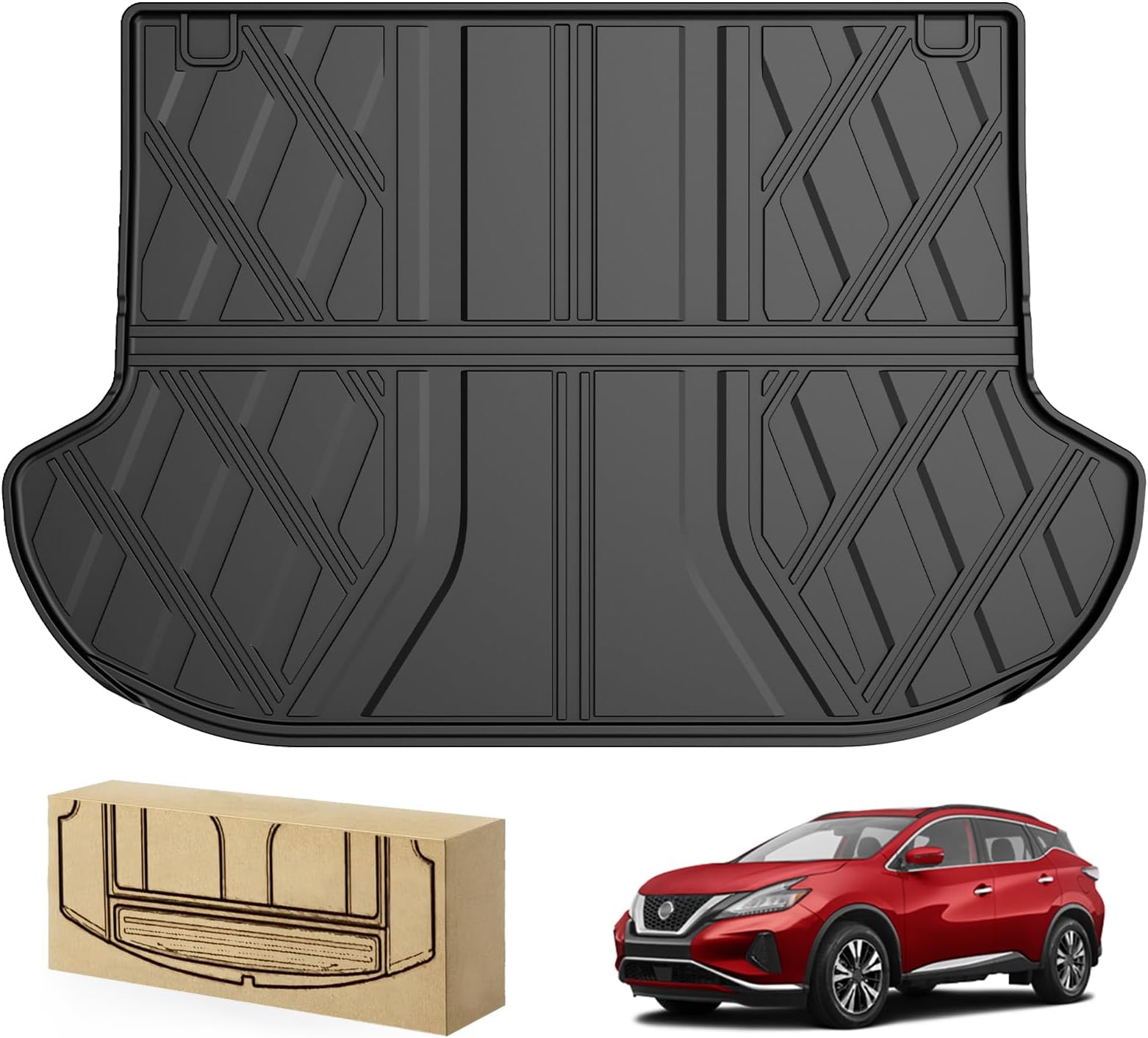 2025 Murano Cargo Liner | AOMSAZTO Custom Fit Trunk Mat for 2015-2024 Nissan Murano Accessories All Models | All-Weather Cargo Mat Heavy Duty Waterproof Rubber Floor Mats for 2024 Nissan Murano, Black