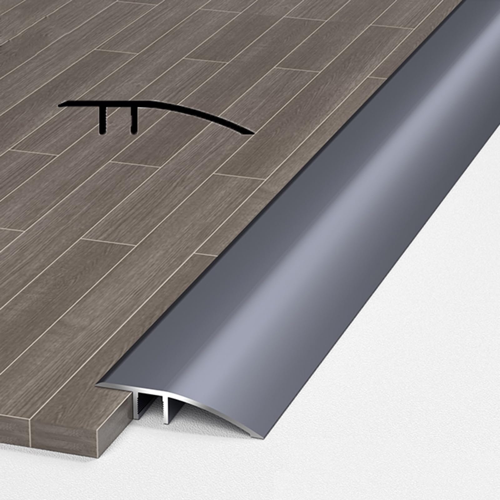 Striscia Di Transizione Per Pavimenti In Alluminio Larga 4.2 Cm/10 Cm, Profilo Di Transizione Pavimento Per Dislivello Di, Altezza Adatta 0.8–1.5cm Or 1–3.5cm(Iron gray,4.2cm*270cm)