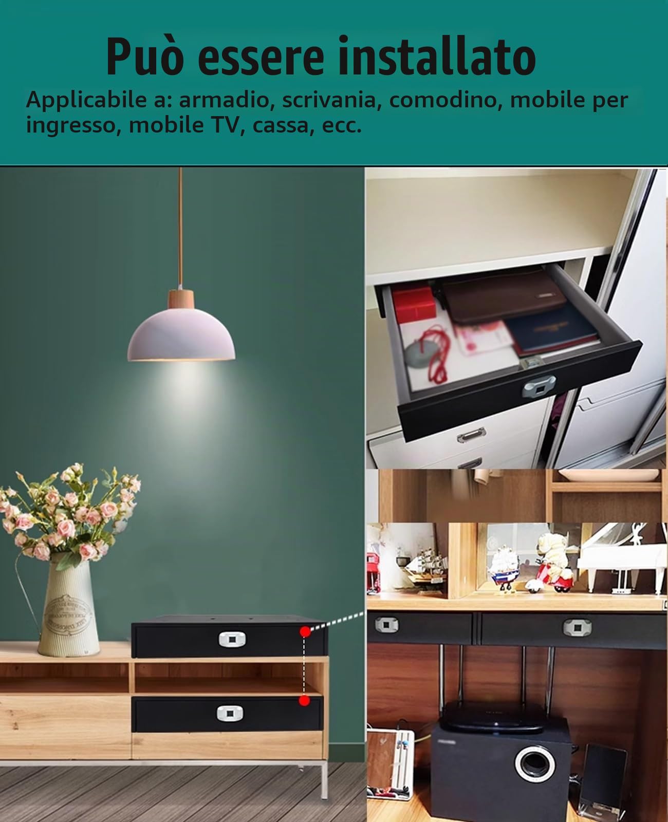 DYK&NX Cassaforte per Impronte Digitali Cassetto, Cassaforte Elettronica con Identificazione delle Dita, installare mimetizzata sul Fondo dell'Armadio, per Oggetti di Valore