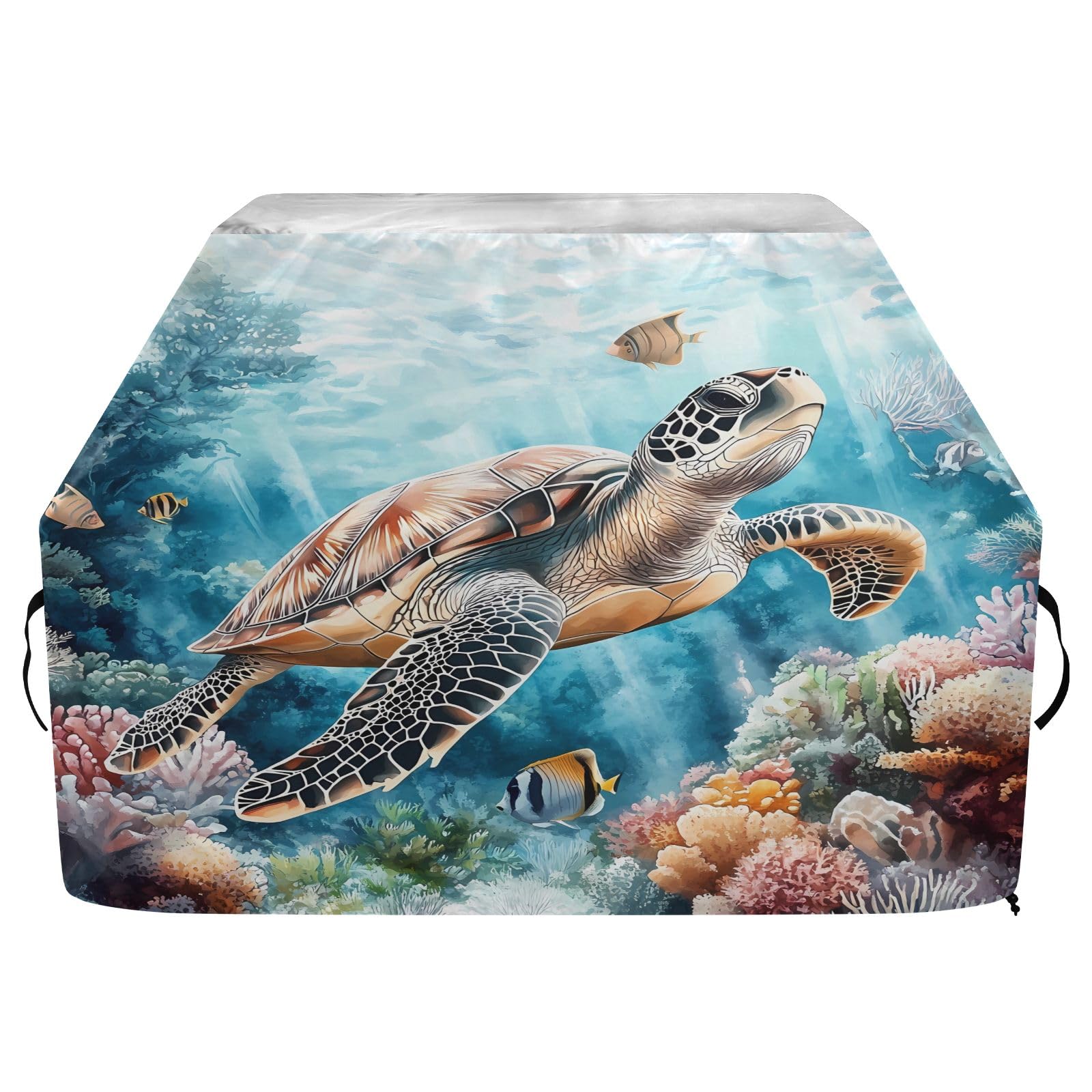Grillabdeckung für den Außenbereich, hochwertig, strapazierfähig, wasserdicht, reißfest, witterungsbeständig, UV-beständig, 165,1 cm, Aquarell-Seal-Fisch