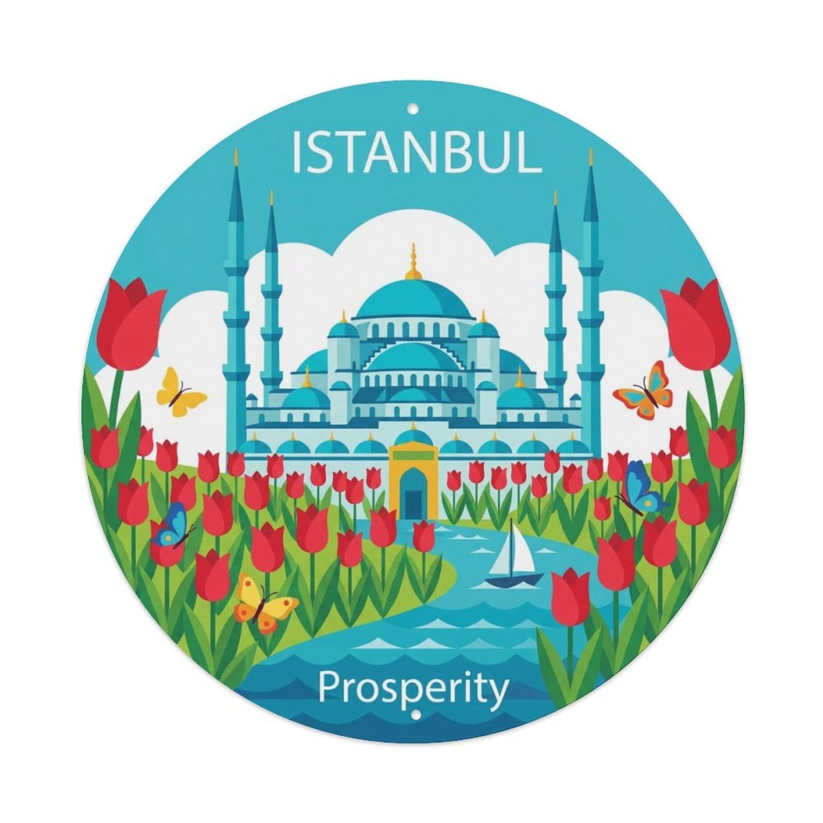 Vintage Travel Istanbul Turkey Prosperity Vintage Metal Tin Sign Plaque Wall Decor for Cafe, Club Bar, Office, Garden Metal Poster 8x8Inch