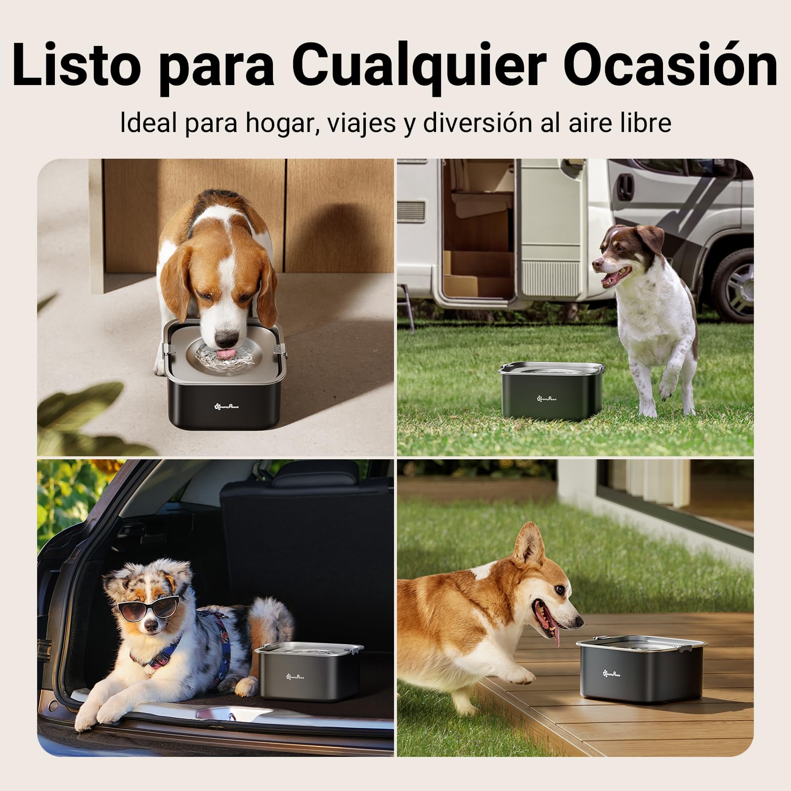 DownyPaws Bebedero Perro antigoteode Acero Inoxidable 3L, Bebedero Antigoteo Perro con Plato Flotante Sellado Integrado, Antipolvo y Antideslizante, Bebedero Perro Fomenta Beber Lentamente (Negro)
