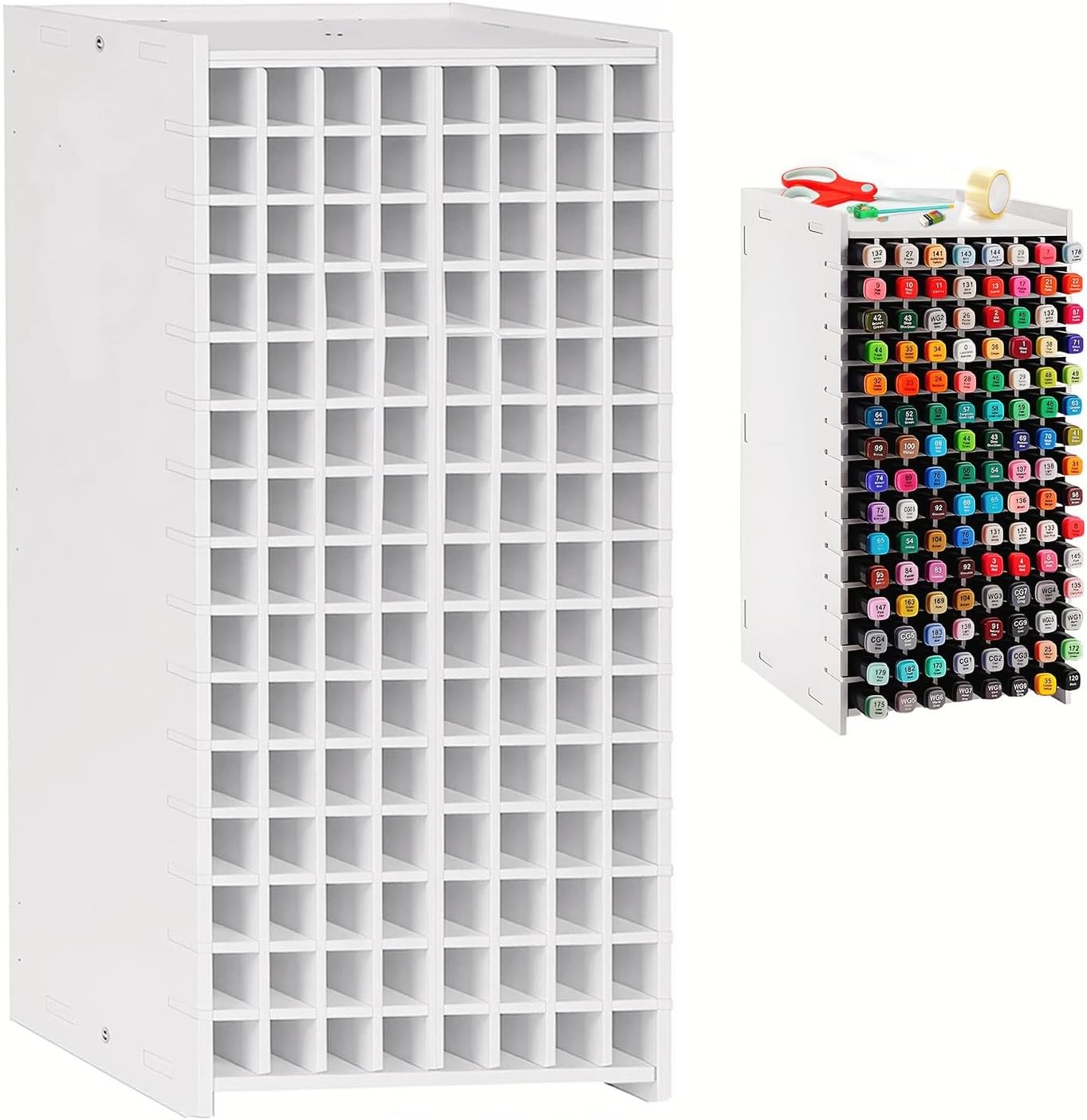 Art Marker Organiser, Space-Saving Desk Grid Storage Rack for Watercolour Pencils, Paintbrushes and Pens (120 Slots)