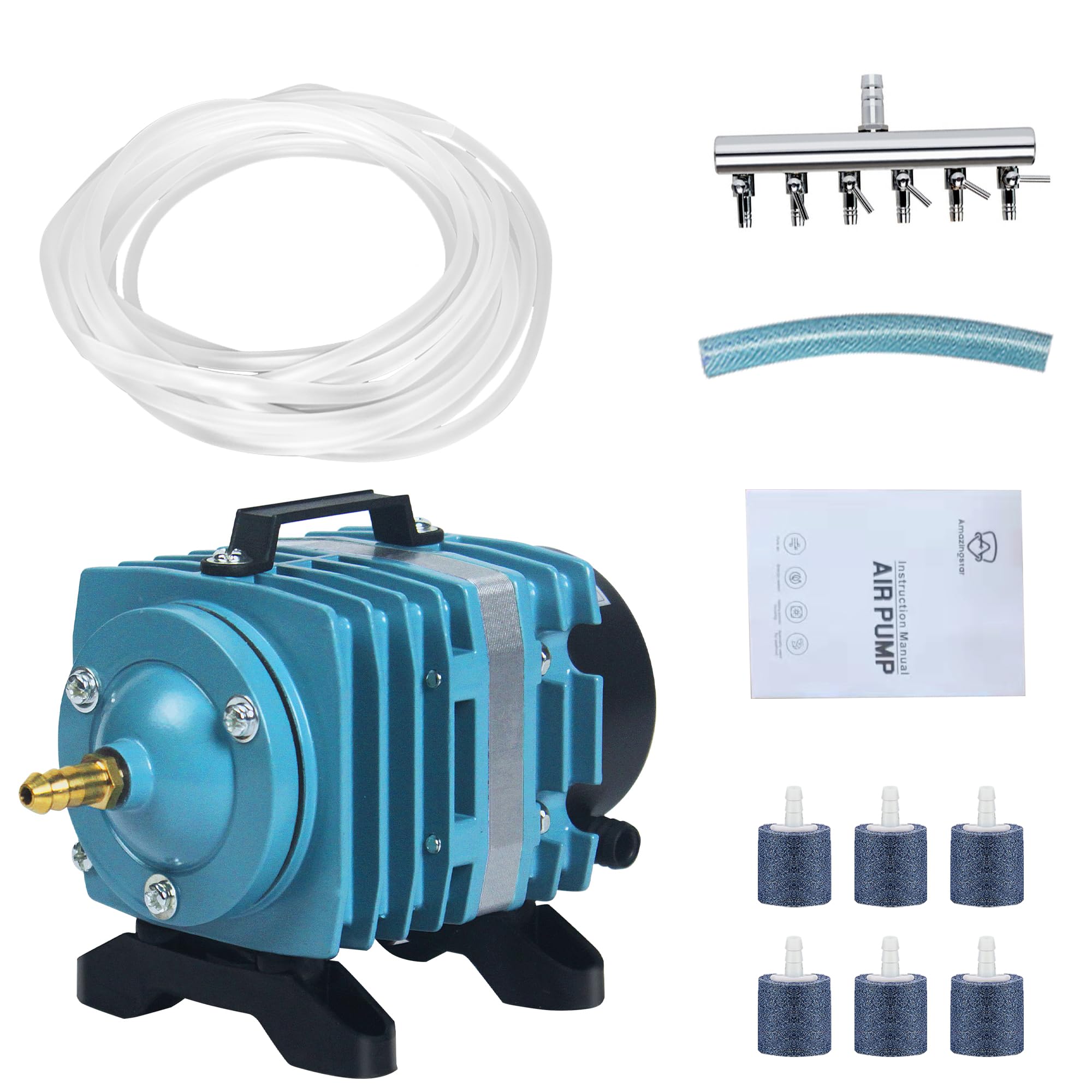 Electromagnetic Commercial Air Pump, 52W 1100GPH 8 Outlets for Aquariums, Fish Tank and Hydroponic Systems
