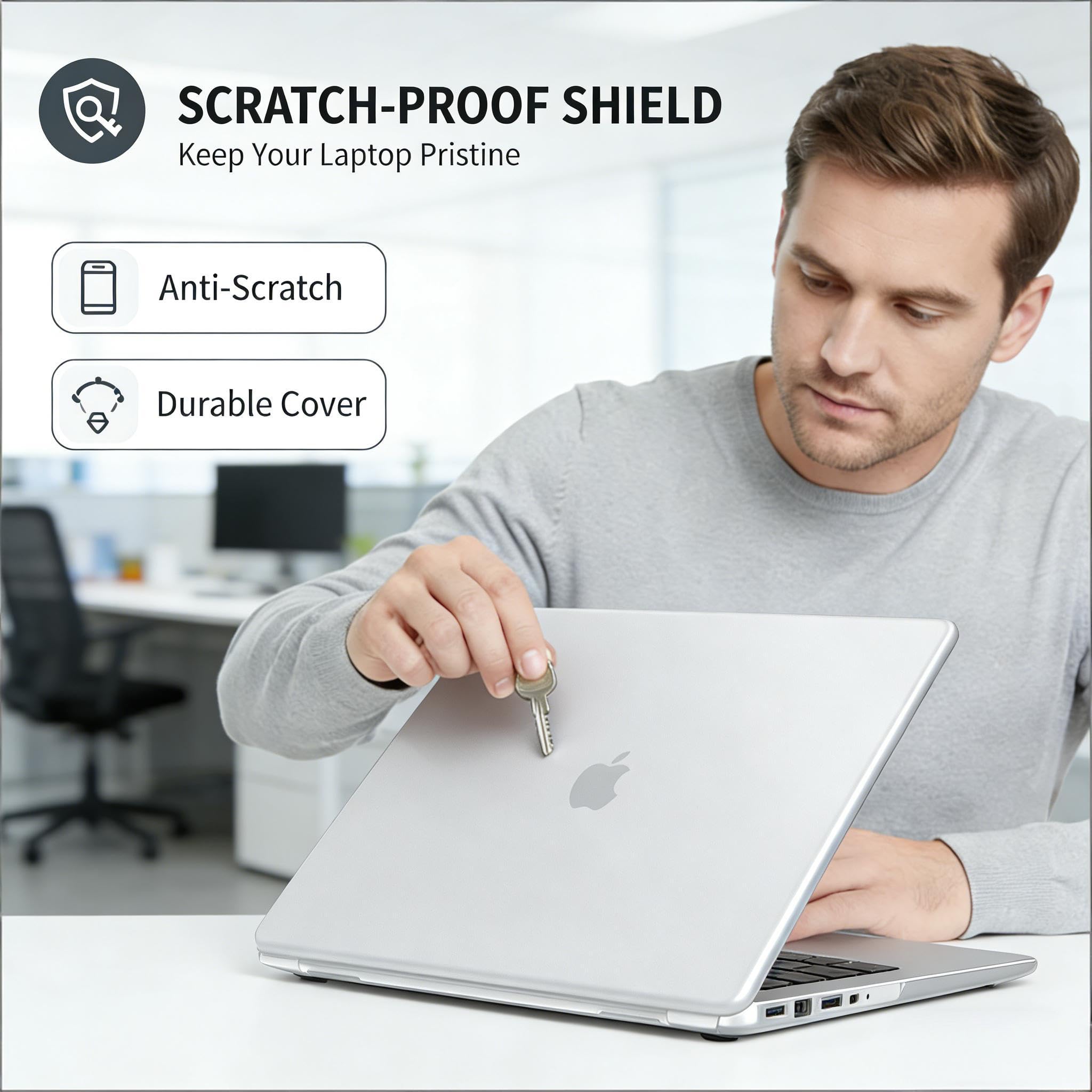 Se7enline Compatible with Clear MacBook Neo 13 inch Case 2026 Model A3404, Hard Shell & Washable Keyboard Cover, Anti-Scratch Anti-Drop Slim Fit Protective for Daily Use Travel,Crystal Transparent — view 3