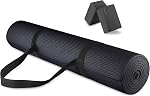 Tapis de yoga anti-déchirure haute densité BalanceFrom 1/4 pouce avec sangle de transport et blocs de yoga, plusieurs couleurs