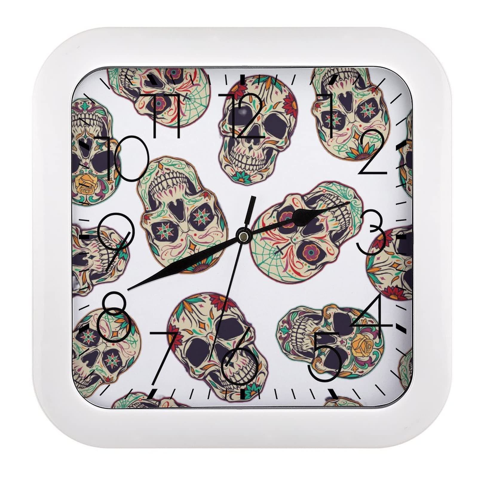Crâne moderne pendule murale silencieuse 26x26cm pour bureau et salon