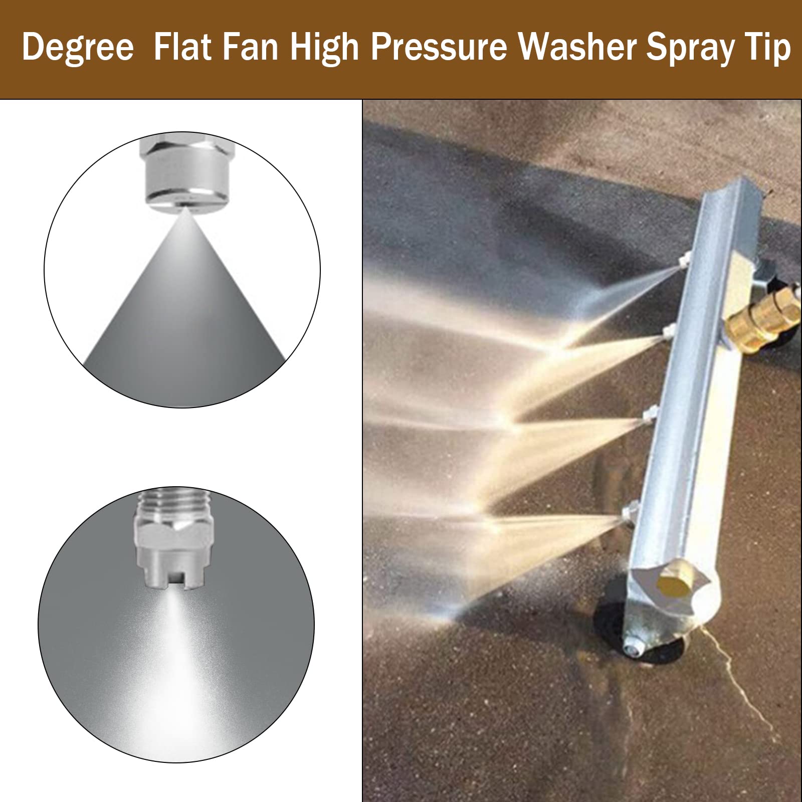 CDIYTOOL 8 ugelli a spruzzo ad alta pressione, 65°, ventola per scopa ad acqua e detergente, punta 1,3 mm, connessione filettata