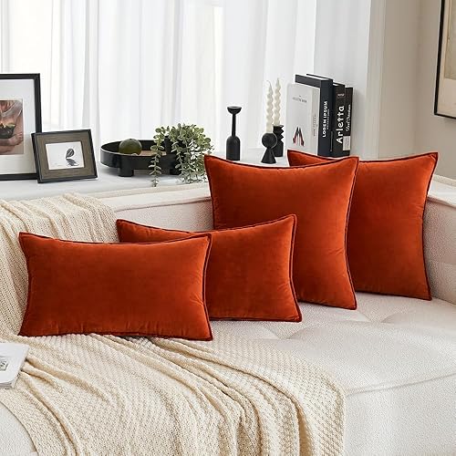 Miniatura 4 de MIULEE Paquete de 2 fundas de almohada decorativas de terciopelo suave, funda de cojín cuadrada sólida para sofá, dormitorio o automóvil, 24 x 24