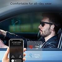 Vista 7 de Auricular Bluetooth, auriculares inalámbricos V5.0 para teléfono celular, 8 horas de conversación con micrófono con cancelación de ruido, control
