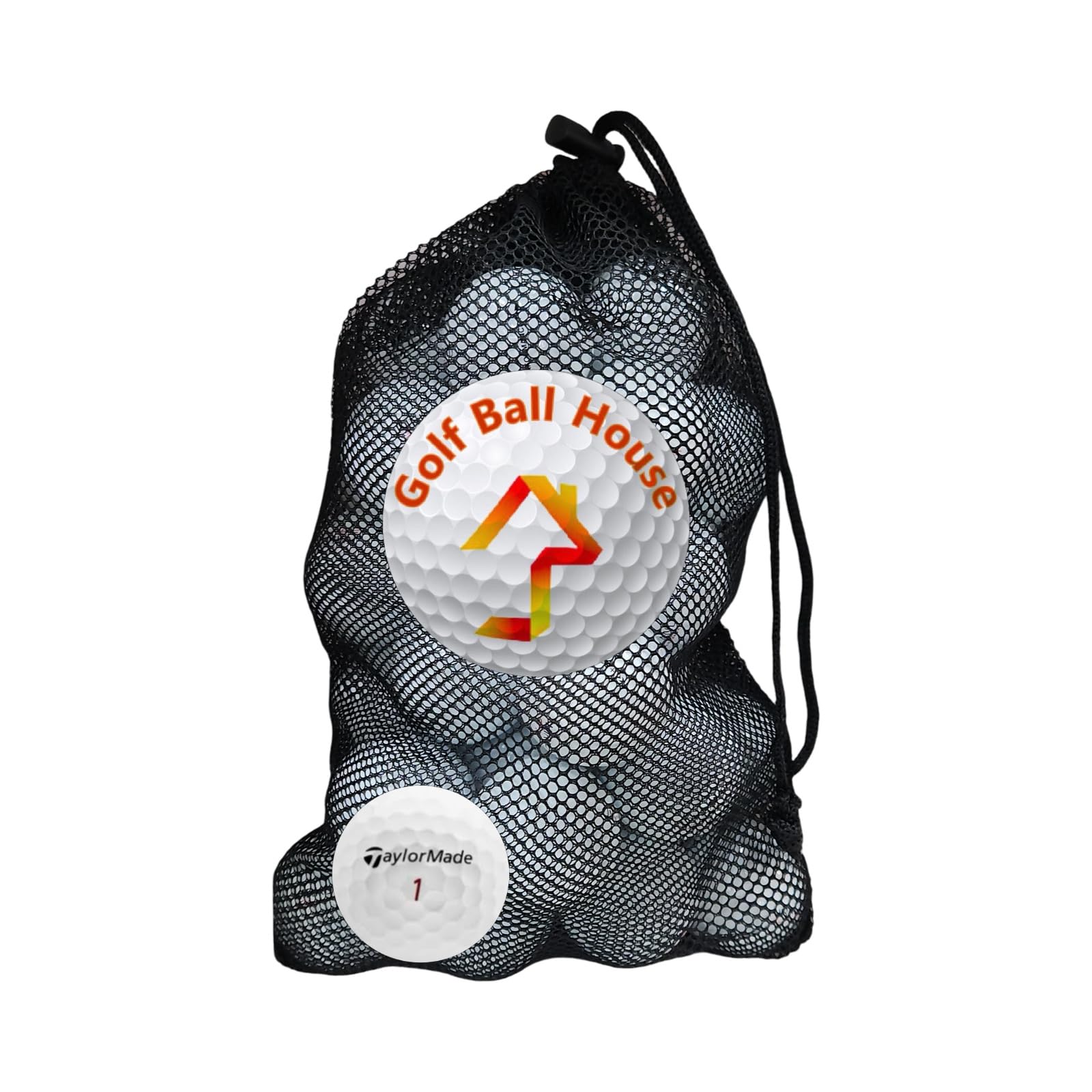 Golf Ball House..12 TP5 Golf Balls for Taylormade/White/Near Mint (4A) / Recycled-Used w/Mesh Bag