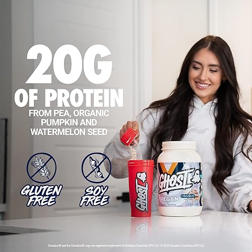Miniatura 3 de GHOST Proteína vegana en polvo, Cinnabon - 2 libras, 0.71 oz de proteína - Guisante a base de plantas y proteína de calabaza orgánica - Batidos
