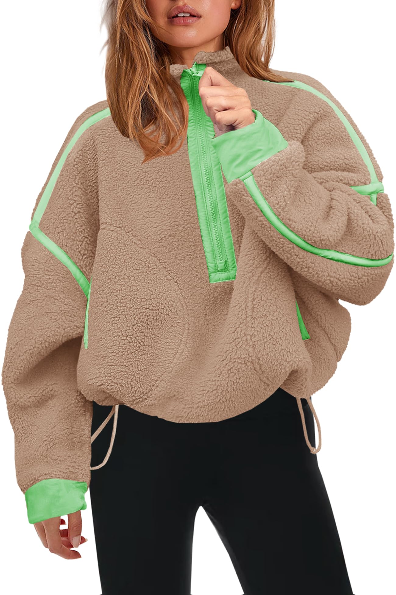 Panadila Womens Half Zip Fleece Pullover Sherpa Jacket