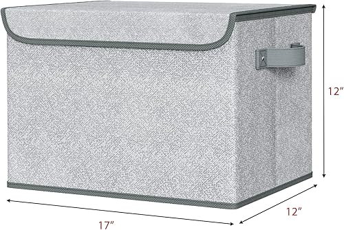 Miniatura 2 de Univivi Contenedores de Almacenamiento con Tapas [Paquete de 4] Cajas de Almacenamiento de Tela Grandes Plegables Apilables con Tapas, Organizadores