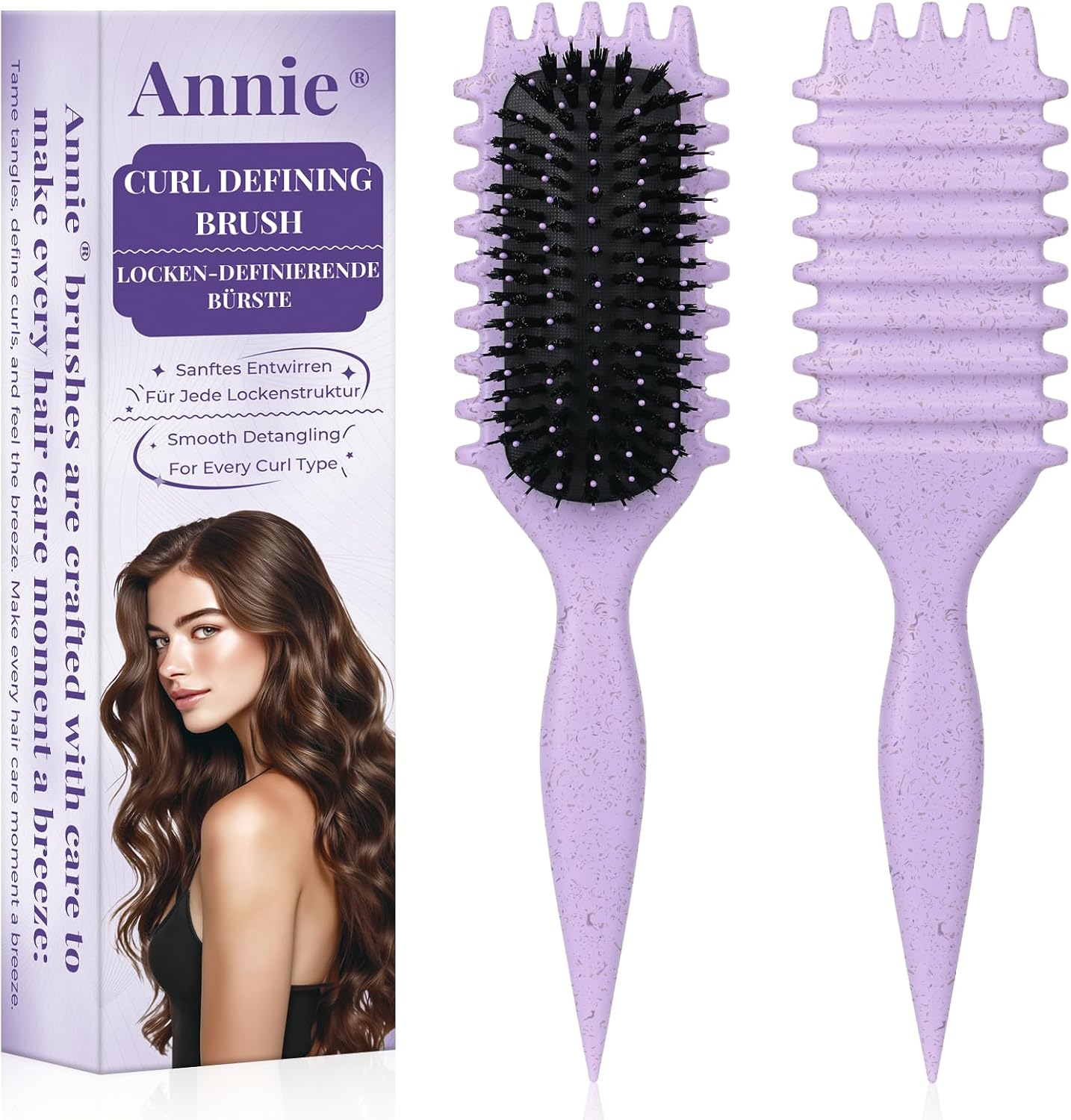 Spazzola per capelli ricci, spazzola per styling antistatica con design di ventilazione per capelli bagnati e asciutti, ideale per capelli ricci e cura del volume (Viola)