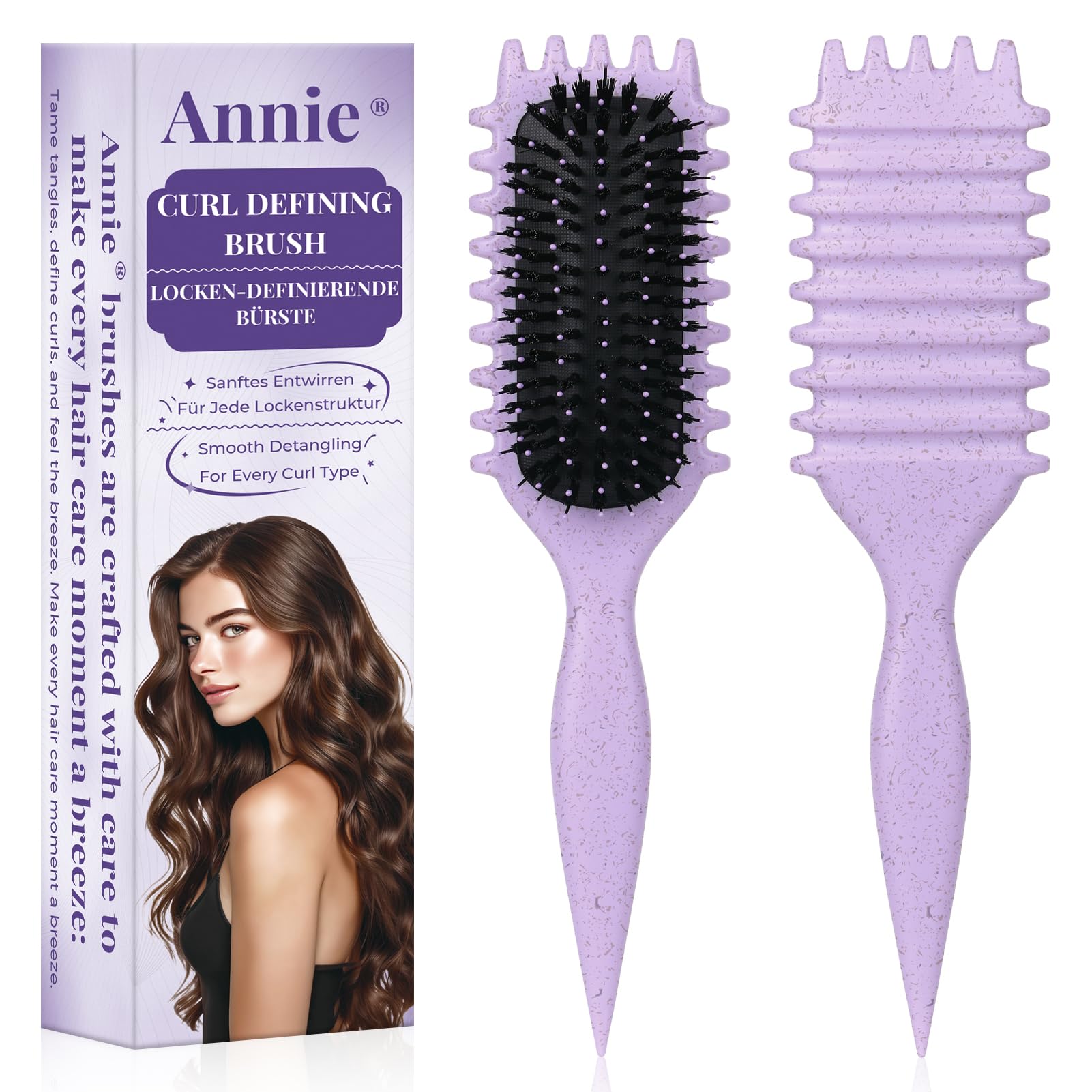 Peine pelo rizado definidos, cepillo antiestático para peinados con diseño de ventilación para cabello húmedo y seco, ideal para cabello rizado y para el cuidado del volumen (Morado)