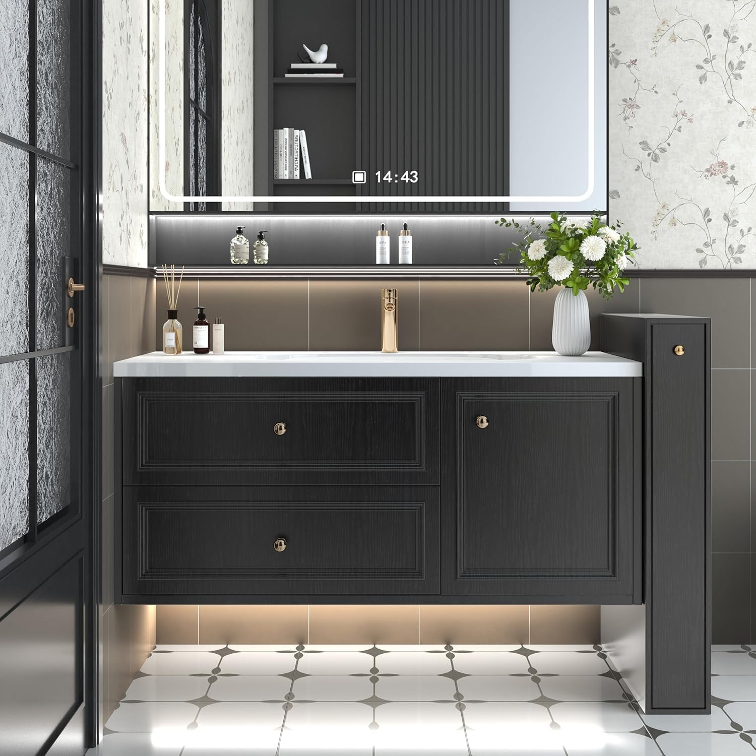 Abyssaly Peel and Stick Wallpaper Black Wood Contact Paper Decorative Self-Adhesive Film for Surfaces Easy to Clean Thickening Upgrade Increase Stomata and Reduces Bubble Generation 11.8 in X 78.7 in