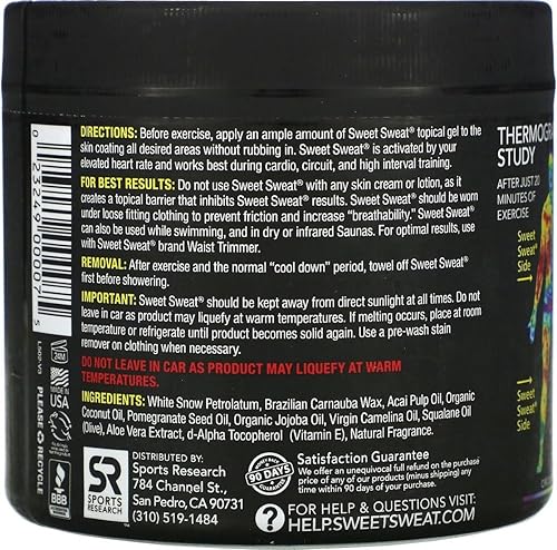 Vista 22 de Sports Research Sweet Sweat 'Workout Enhancer' - Tarro XL de gel – Maximiza tu ejercicio y suda más rápido – 13.5 onzas (Citrus Mint)