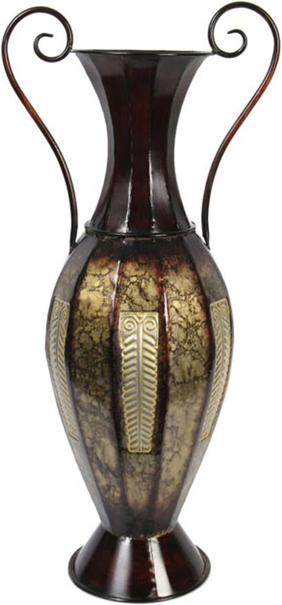 Hosley 26 Inch High Tall 2 Tone Metal Vase with Handles. Ideal Gift for Floral Arrangements Wedding Special Occasion Party Spa Meditation Votive Candle Garden Dried Floral Setting P9