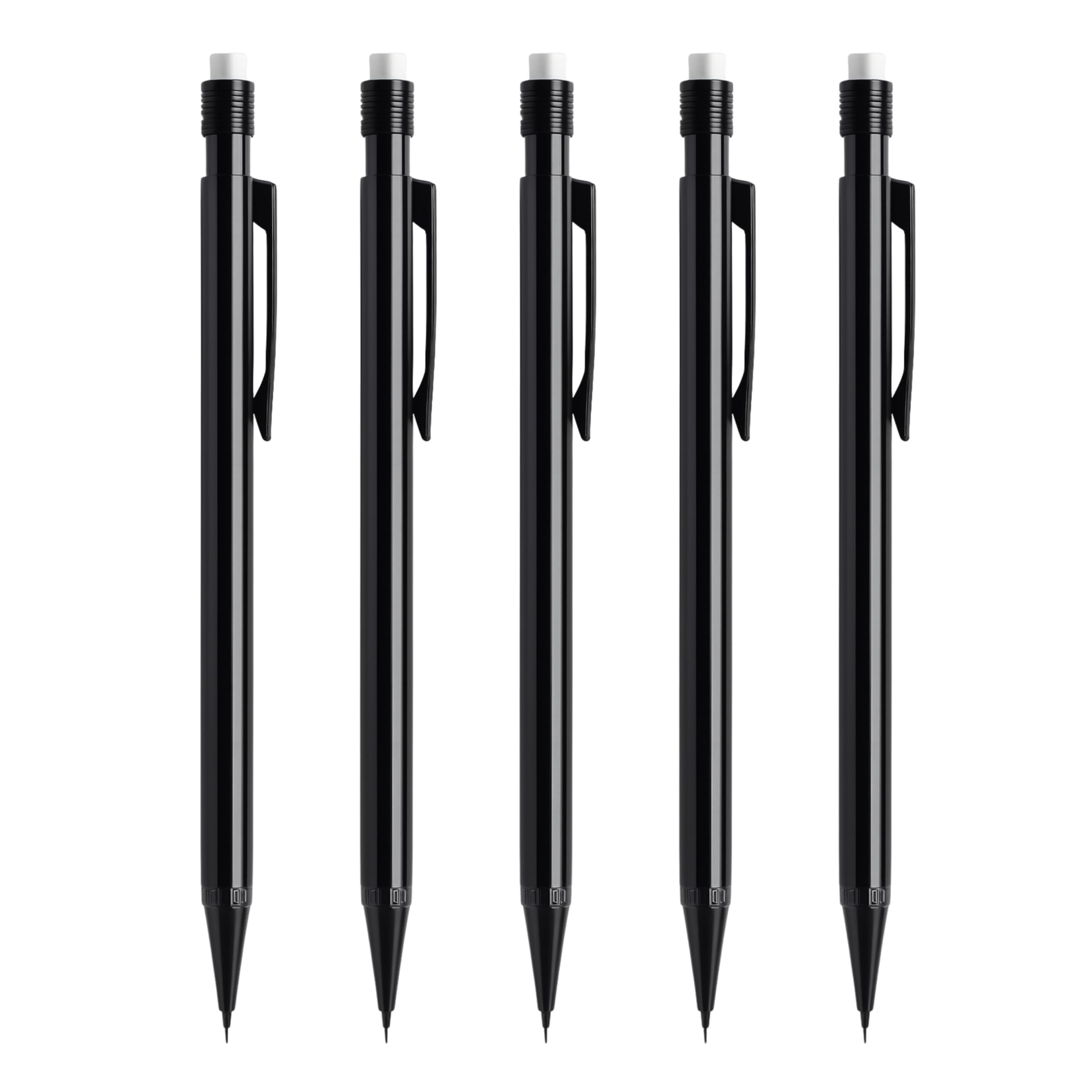 SOMCO - Pack of 5 Mechanical Pencils - 0.5mm Refillable Automatic Pencils with Eraser & Clip - Ideal for Drawing & Sketching - Pencil Set for Office, School & Home
