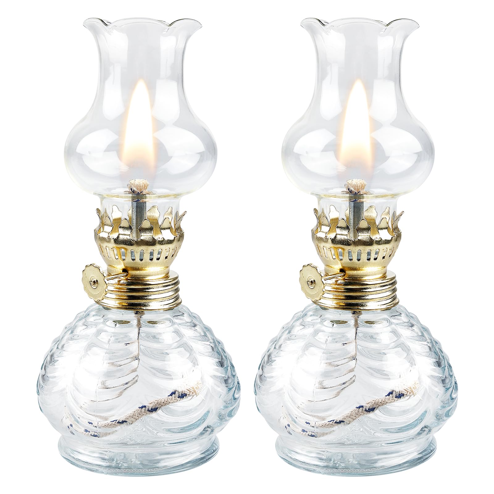 Lampada a Olio, 2 Lanterne a Petrolio in Vetro, Retro Nostalgia Trasparente, Luminosità Regolabile per Soggiorno, Sala da Pranzo